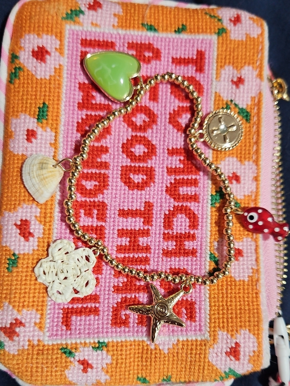 Beaded Stretchy Charm Bracelet